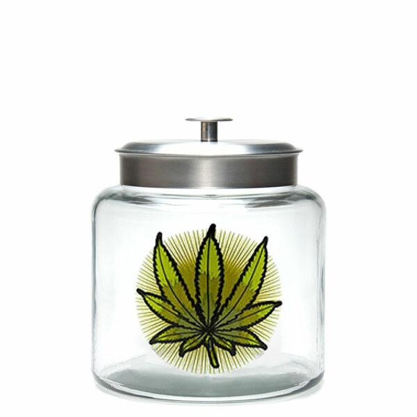 צנצנת זכוכית 1.5 גלון - עלה קנאביס | 1.5 Gallon Glass jar - Cannabis leaf