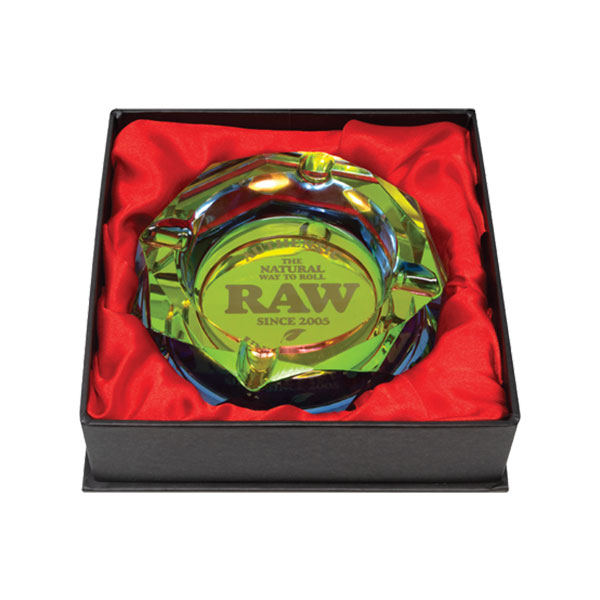 מאפרת זכוכית יוקרתית רו - צבעונית | Raw Rainbow Glass Ashtray
